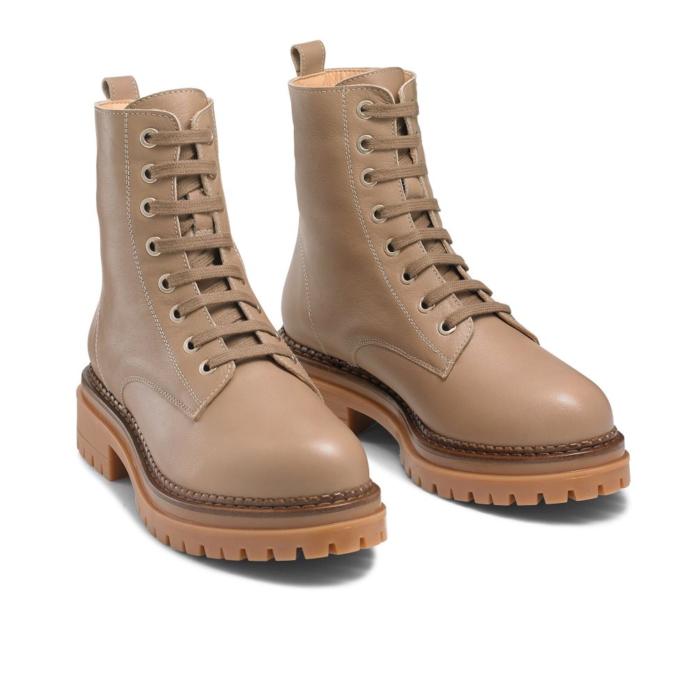 Dámské Bojové boty Russell & Bromley Combat 8 Eyelet Hnědé | CZ-02136R