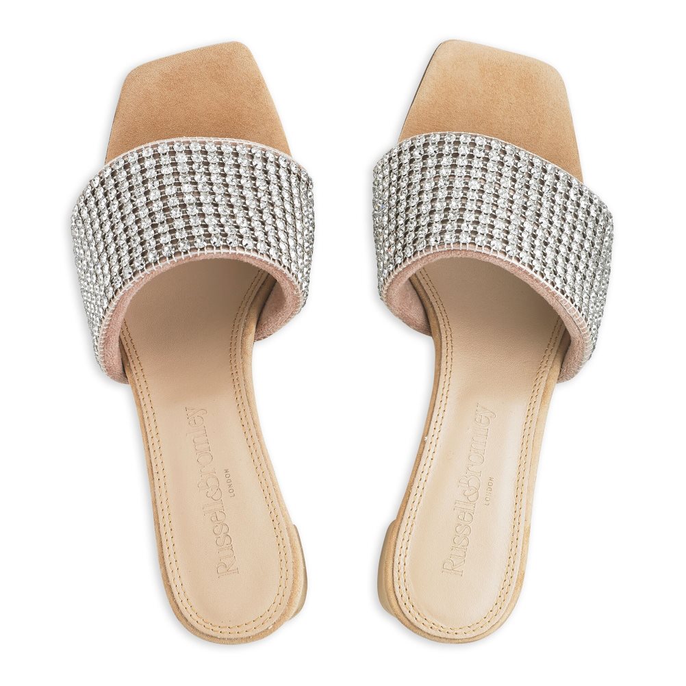 Dámské Boty Mules Russell & Bromley Blingbloc Diamante Block Stříbrné | CZ-16794O