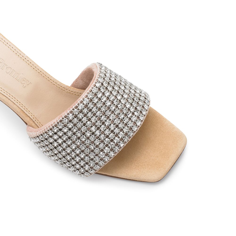 Dámské Boty Mules Russell & Bromley Blingbloc Diamante Block Stříbrné | CZ-16794O