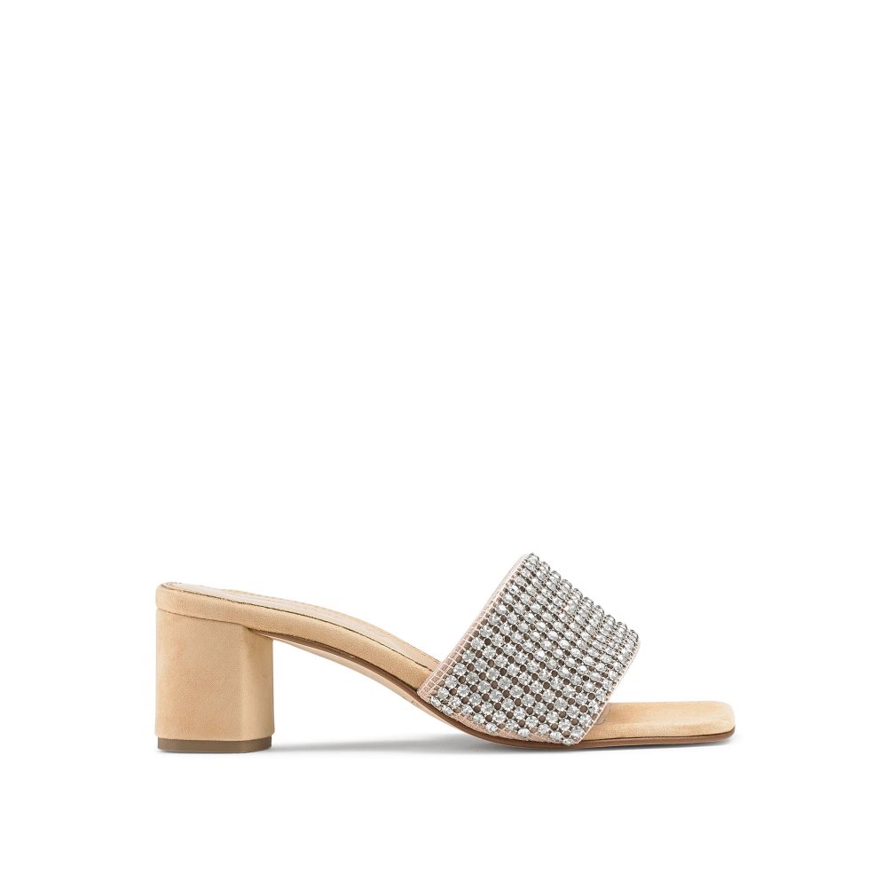 Dámské Boty Mules Russell & Bromley Blingbloc Diamante Block Stříbrné | CZ-16794O