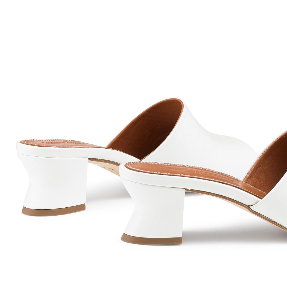 Dámské Boty Mules Russell & Bromley Bon Bon Mid Block Bílé | CZ-85692G
