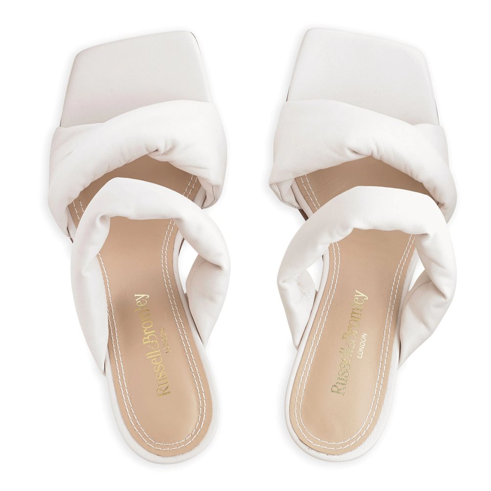Dámské Boty Mules Russell & Bromley Cocktail Puff Páskové Bílé | CZ-80219D