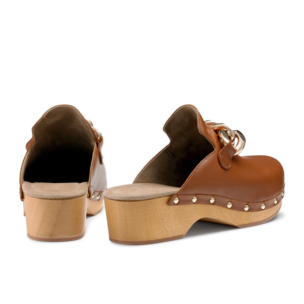 Dámské Boty Mules Russell & Bromley Dellabosco Chain Closed Špicí Hnědé | CZ-69218W