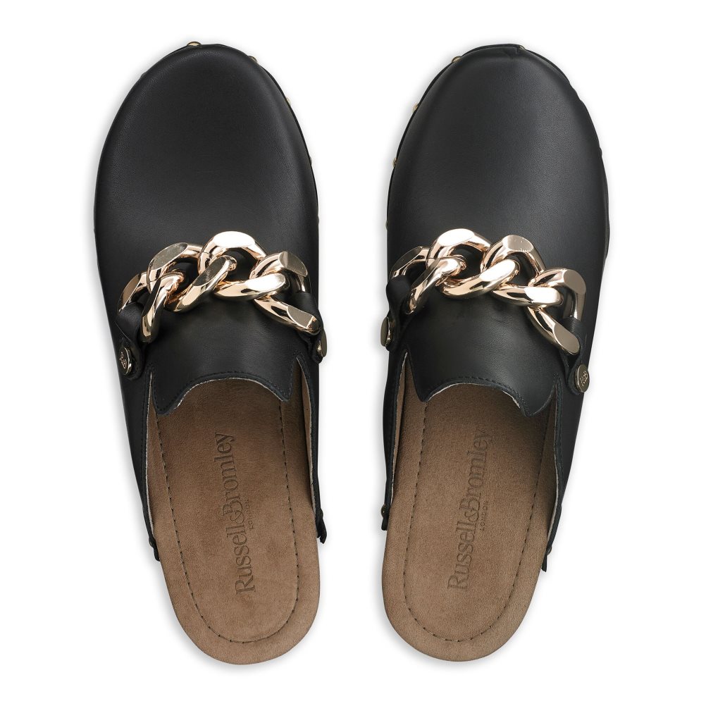 Dámské Boty Mules Russell & Bromley Dellabosco Chain Closed Špicí Černé | CZ-75482T