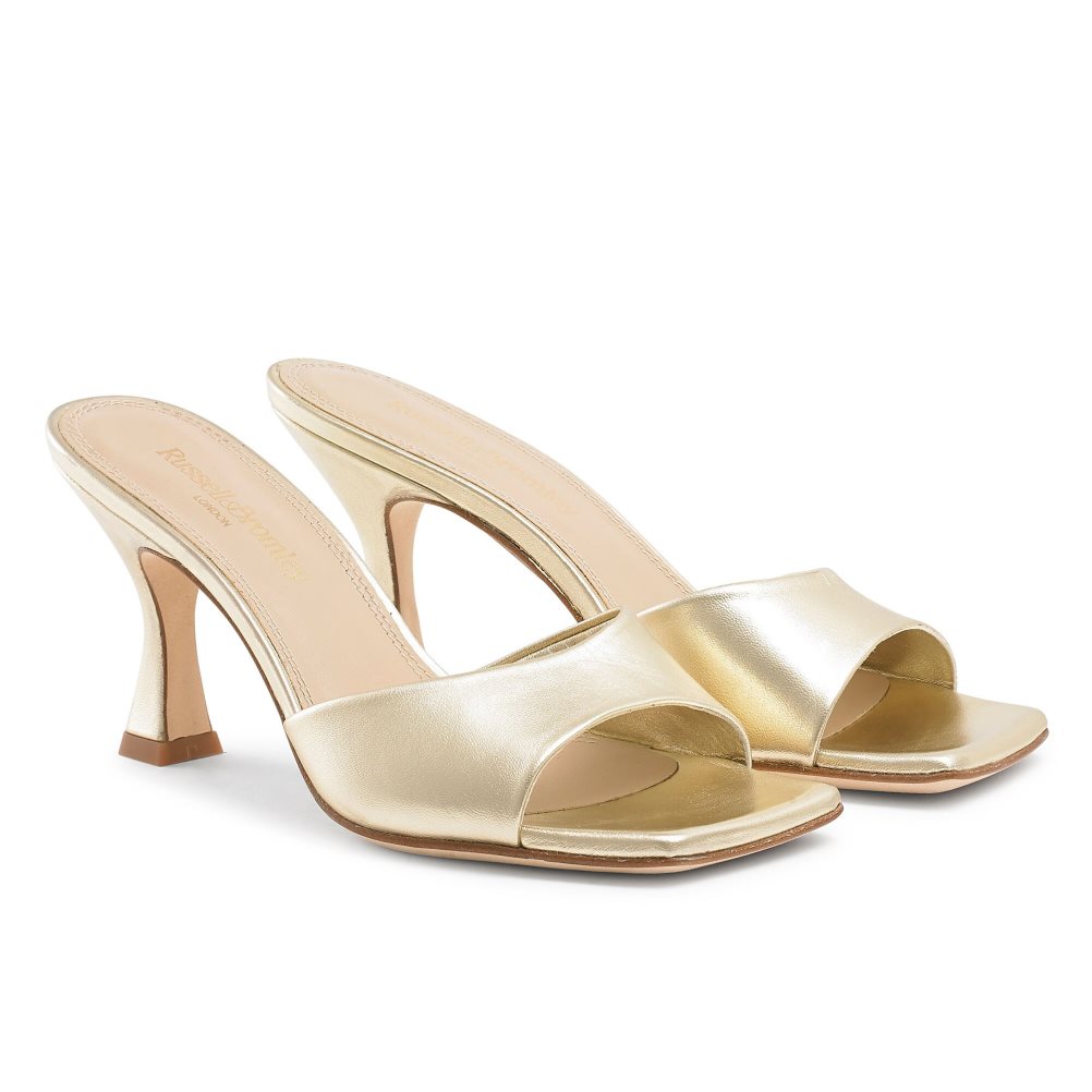 Dámské Boty Mules Russell & Bromley Mojito 90’s Podpatku Zlaté | CZ-37952P