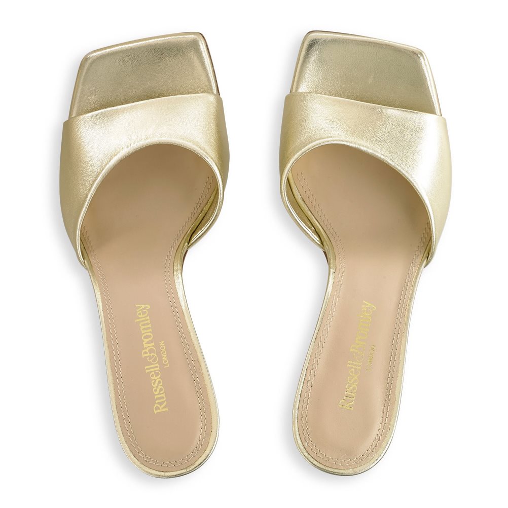 Dámské Boty Mules Russell & Bromley Mojito 90’s Podpatku Zlaté | CZ-37952P