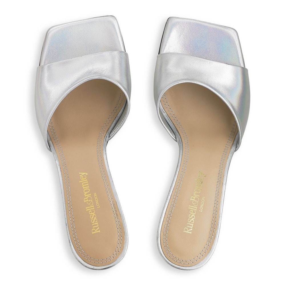Dámské Boty Mules Russell & Bromley Mojito 90’s Podpatku Stříbrné | CZ-81694B