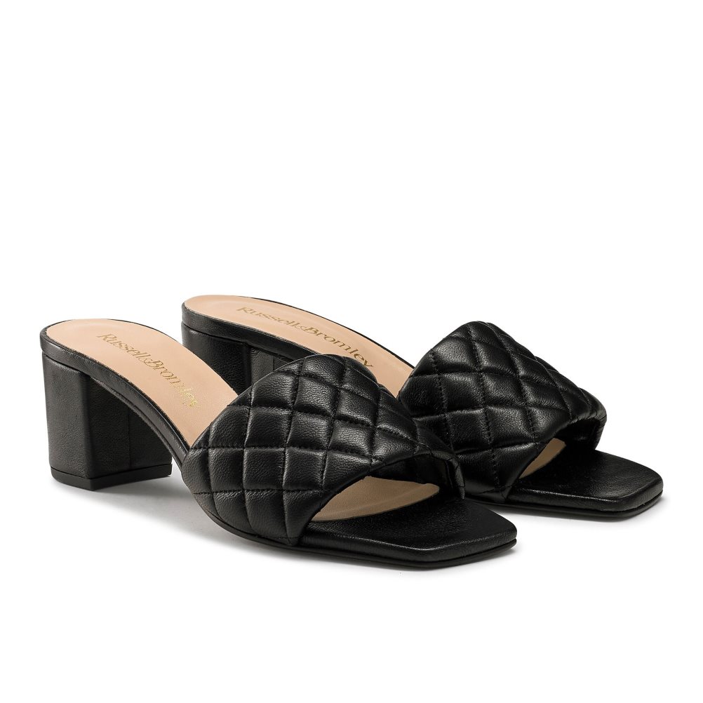 Dámské Boty Mules Russell & Bromley Quiltbloc Quilted Block Černé | CZ-51243Q