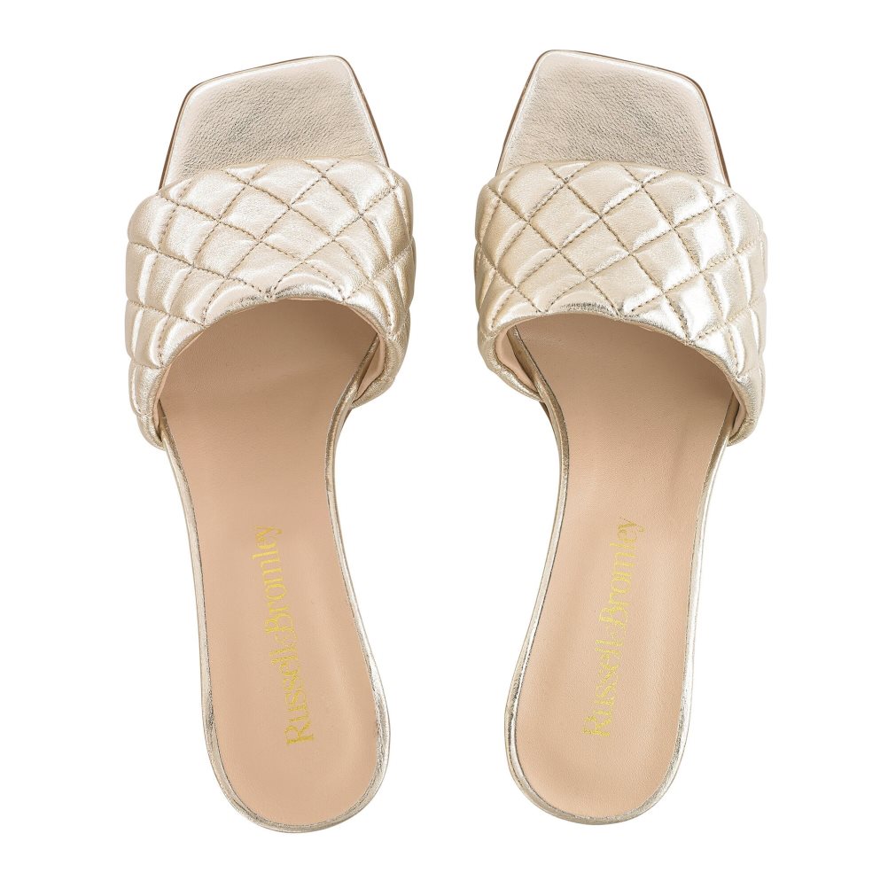 Dámské Boty Mules Russell & Bromley Quiltbloc Quilted Block Zlaté | CZ-89253L