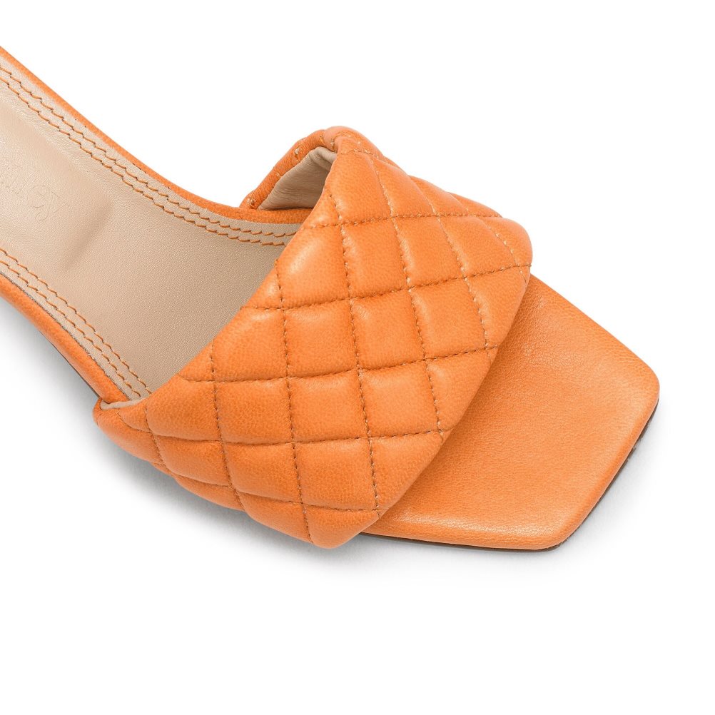 Dámské Boty Mules Russell & Bromley Quiltbloc Quilted Block Oranžové | CZ-93186M