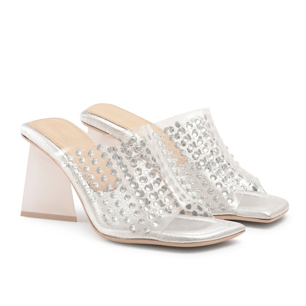 Dámské Boty Mules Russell & Bromley Zeus Perspex Stříbrné | CZ-79148X