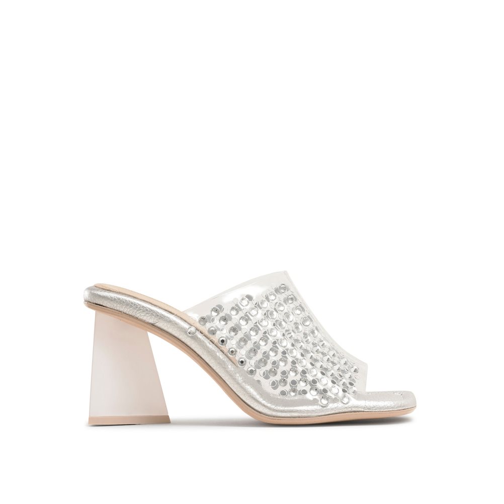 Dámské Boty Mules Russell & Bromley Zeus Perspex Stříbrné | CZ-79148X