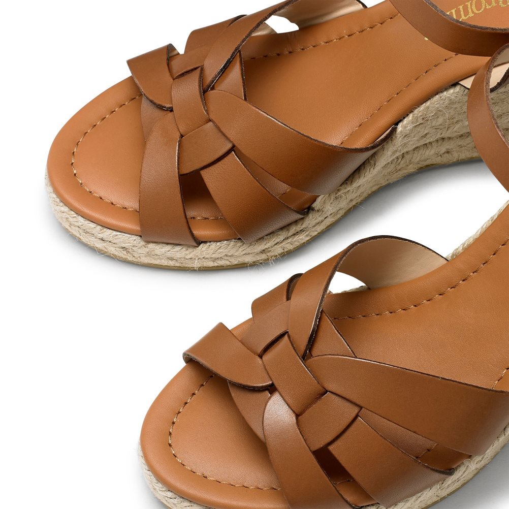 Dámské Boty Na Klínku Russell & Bromley Headspin Woven Espadrilky Hnědé | CZ-08625N