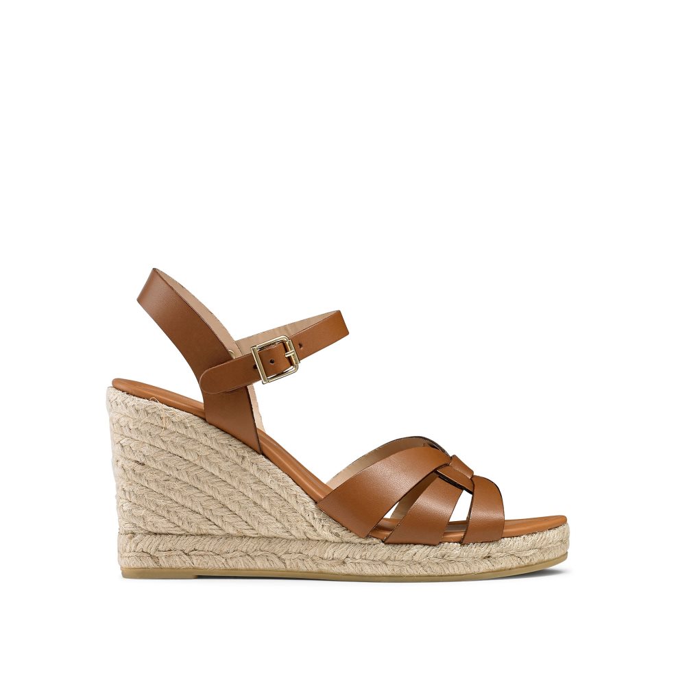 Dámské Boty Na Klínku Russell & Bromley Headspin Woven Espadrilky Hnědé | CZ-08625N