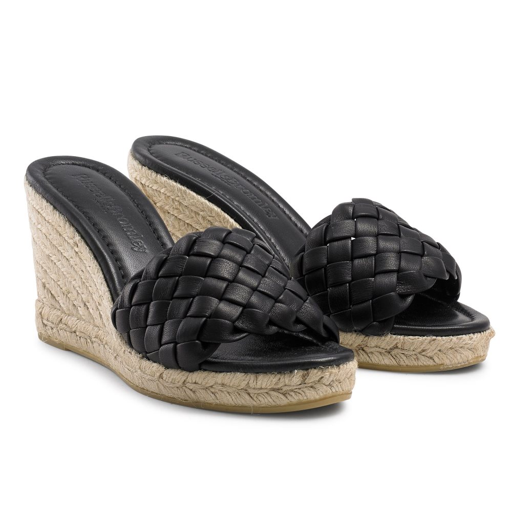 Dámské Boty Na Klínku Russell & Bromley Rhapsody Plaited Espadrilky Černé | CZ-13658O