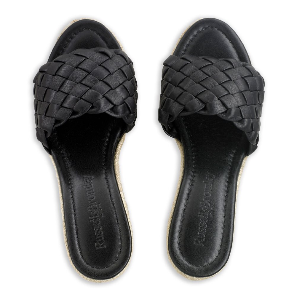 Dámské Boty Na Klínku Russell & Bromley Rhapsody Plaited Espadrilky Černé | CZ-13658O