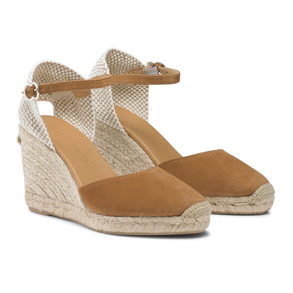 Dámské Boty Na Klínku Russell & Bromley Coco-hi Espadrilky Hnědé | CZ-21593Q