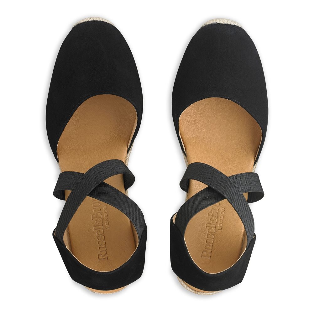 Dámské Boty Na Klínku Russell & Bromley Coco-cross Elastic Espadrilky Černé | CZ-23581L
