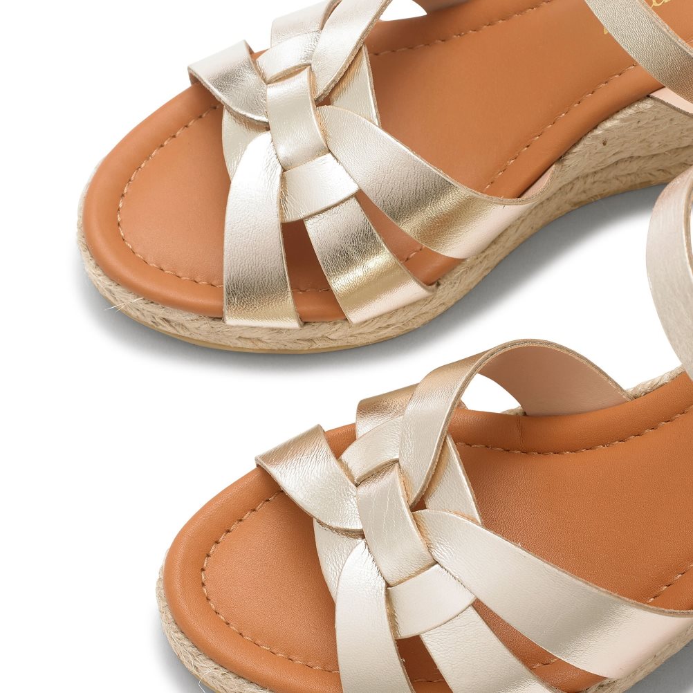 Dámské Boty Na Klínku Russell & Bromley Headspin Woven Espadrilky Zlaté | CZ-29763M