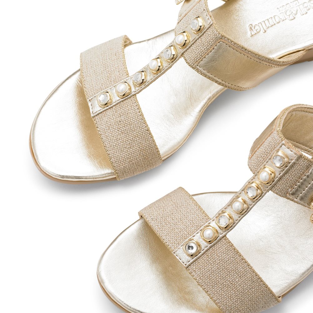 Dámské Boty Na Klínku Russell & Bromley Orbit Pearl Embellished Zlaté | CZ-39572M