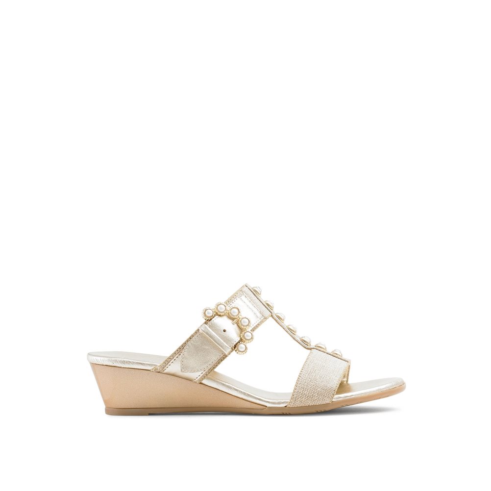 Dámské Boty Na Klínku Russell & Bromley Orbit Pearl Embellished Zlaté | CZ-39572M