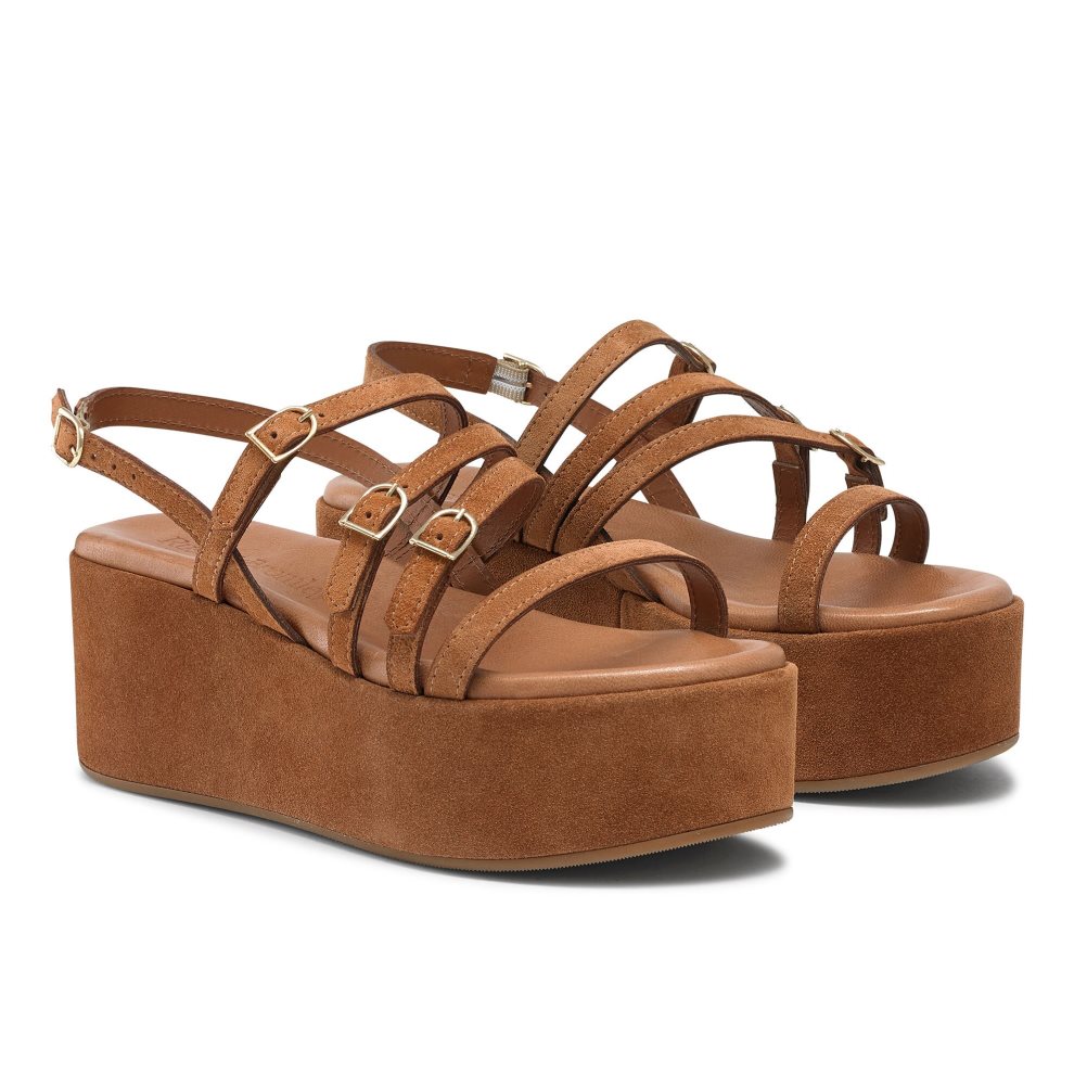 Dámské Boty Na Klínku Russell & Bromley Sunshine Přezkou Hnědé | CZ-40659Y