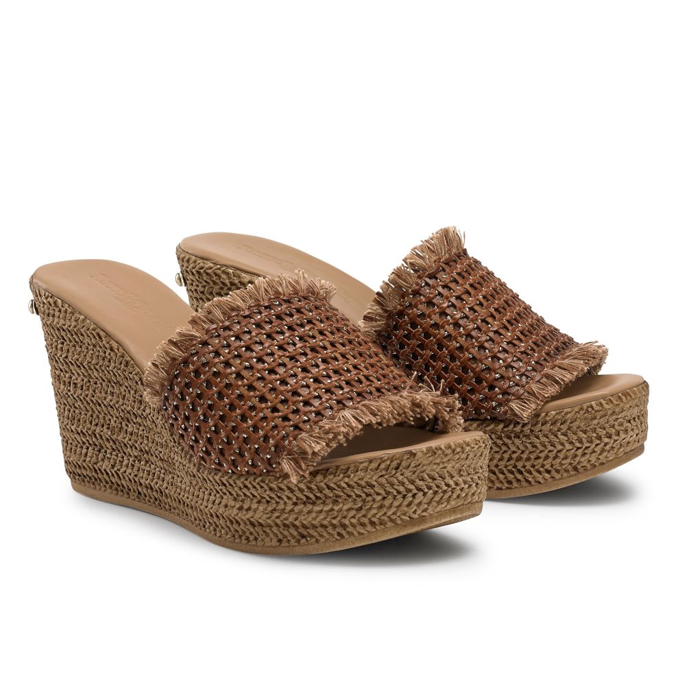 Dámské Boty Na Klínku Russell & Bromley Libertine Weave Hnědé | CZ-53619L