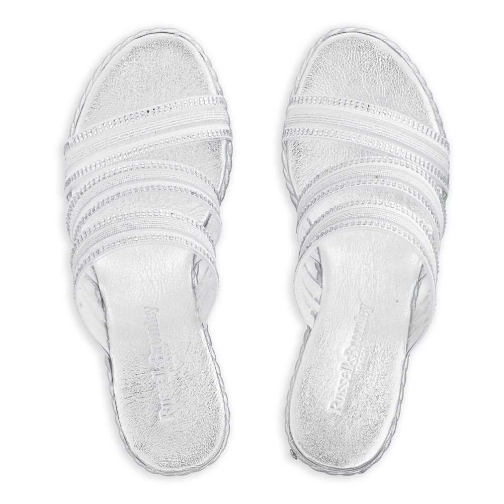 Dámské Boty Na Klínku Russell & Bromley Cosmic Triple Páskové Stříbrné | CZ-61930Z