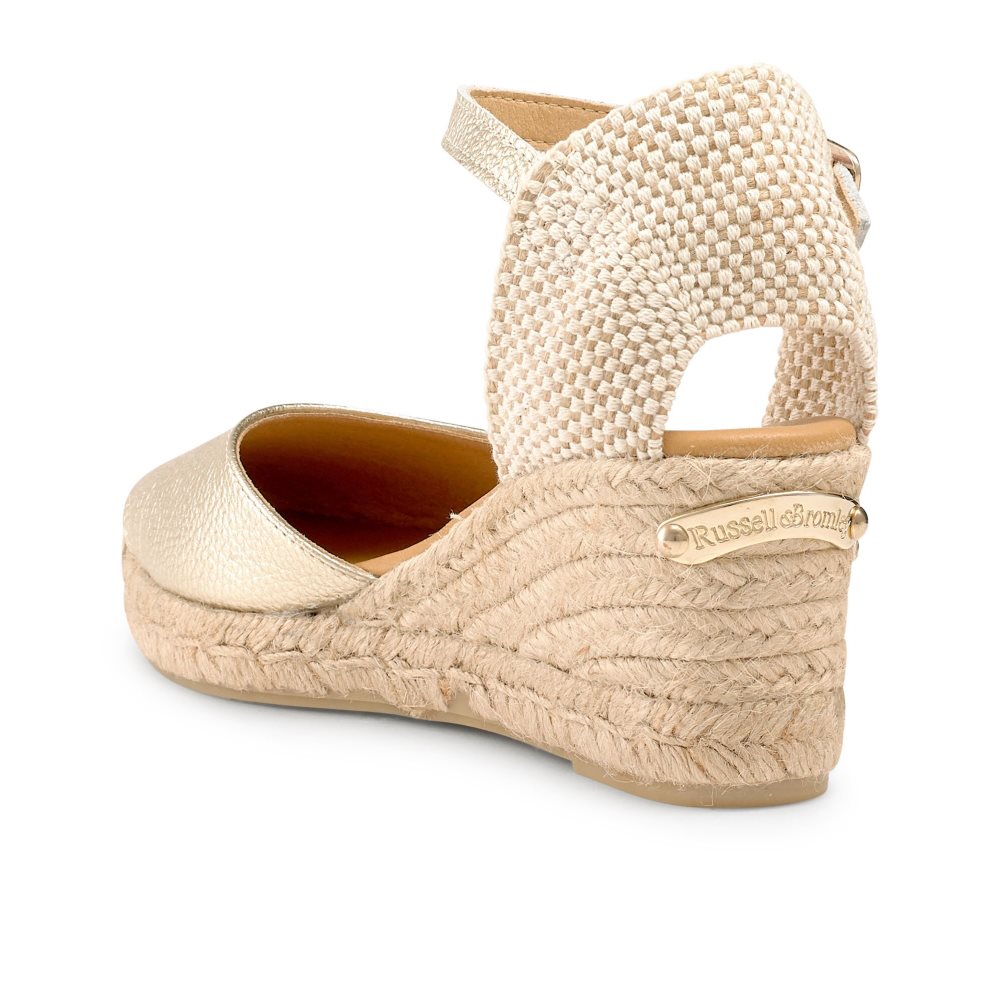 Dámské Boty Na Klínku Russell & Bromley Pineapple Square Špicí Espadrilky Zlaté | CZ-64283Z