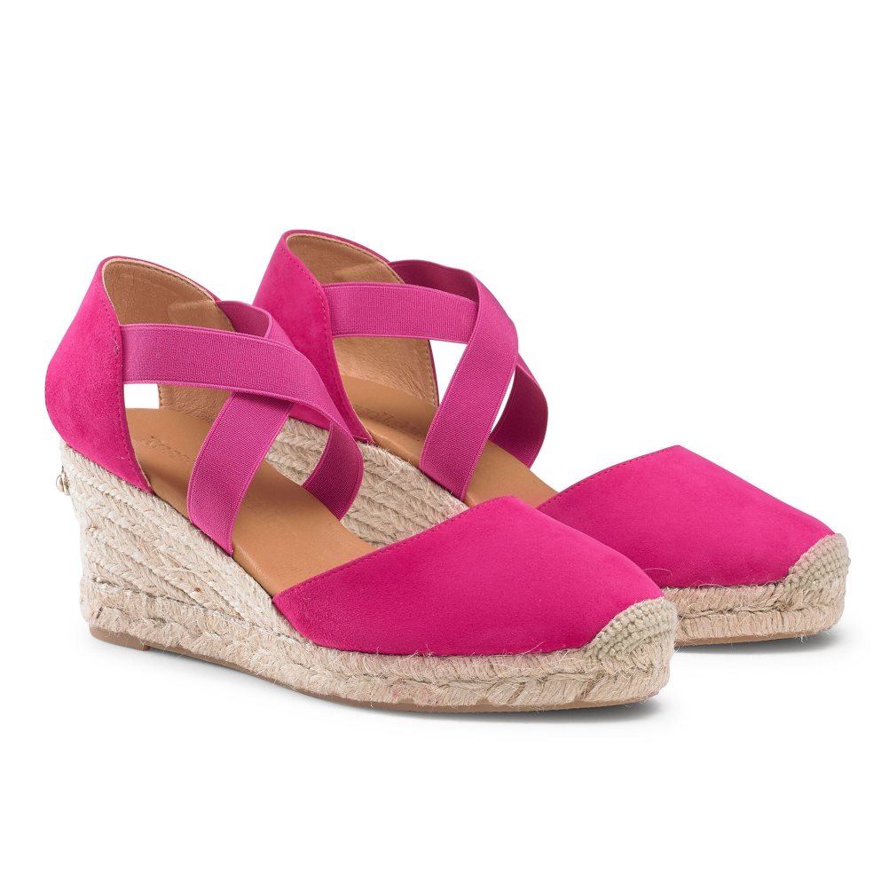 Dámské Boty Na Klínku Russell & Bromley Coco-cross Elastic Espadrilky Růžové | CZ-64591Y