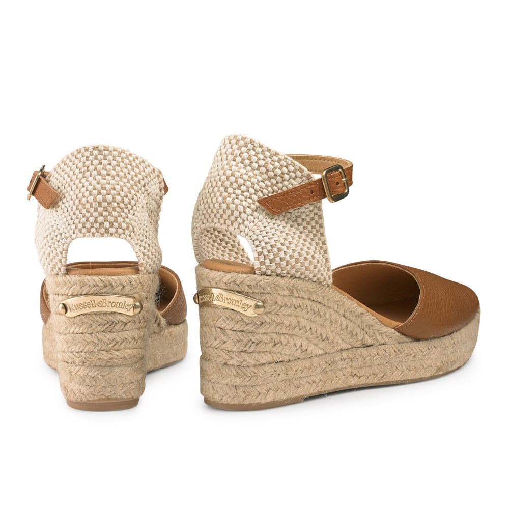 Dámské Boty Na Klínku Russell & Bromley Pineapple Square Špicí Espadrilky Hnědé | CZ-78603U