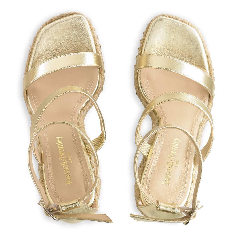 Dámské Boty Na Klínku Russell & Bromley Ibiza Espadrilky Zlaté | CZ-89657S