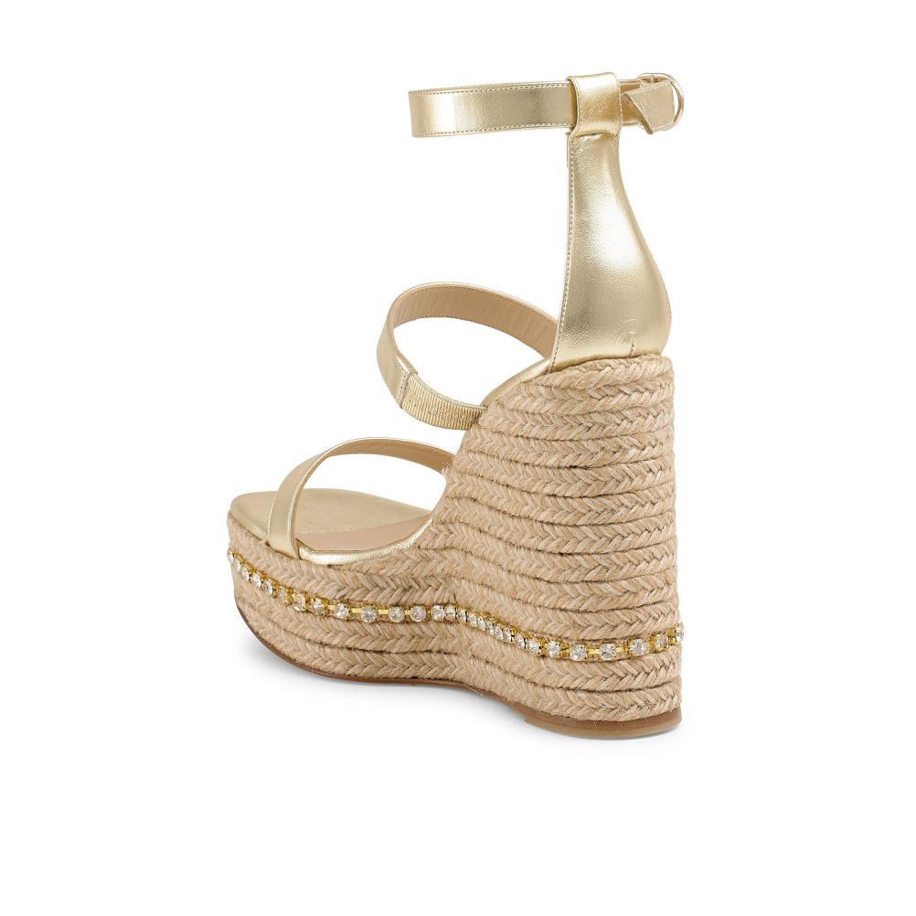 Dámské Boty Na Klínku Russell & Bromley Ibiza Espadrilky Zlaté | CZ-89657S