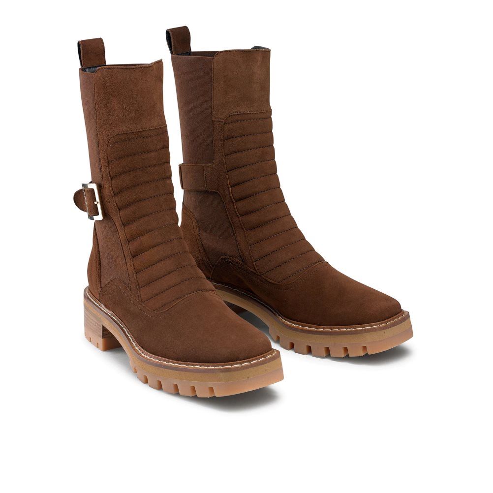 Dámské Boty Na Motorku Russell & Bromley Pillion Square Špicí Hnědé | CZ-82047I