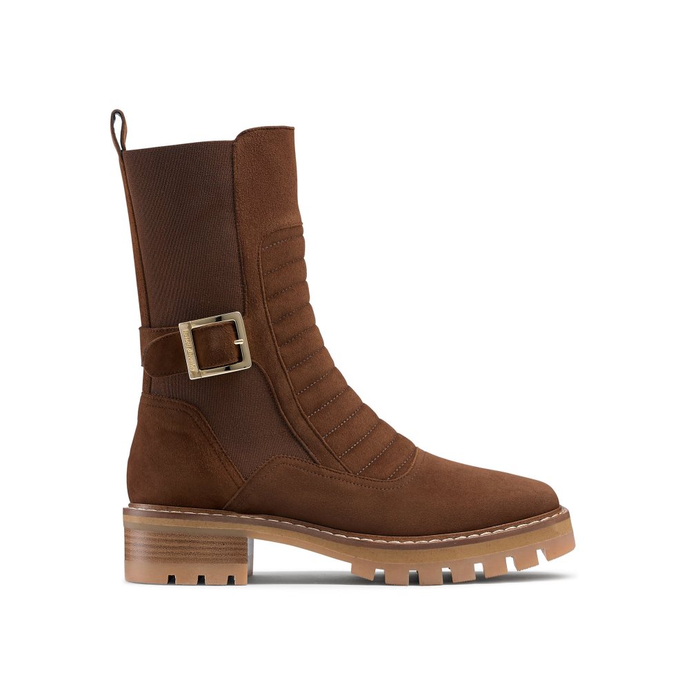 Dámské Boty Na Motorku Russell & Bromley Pillion Square Špicí Hnědé | CZ-82047I