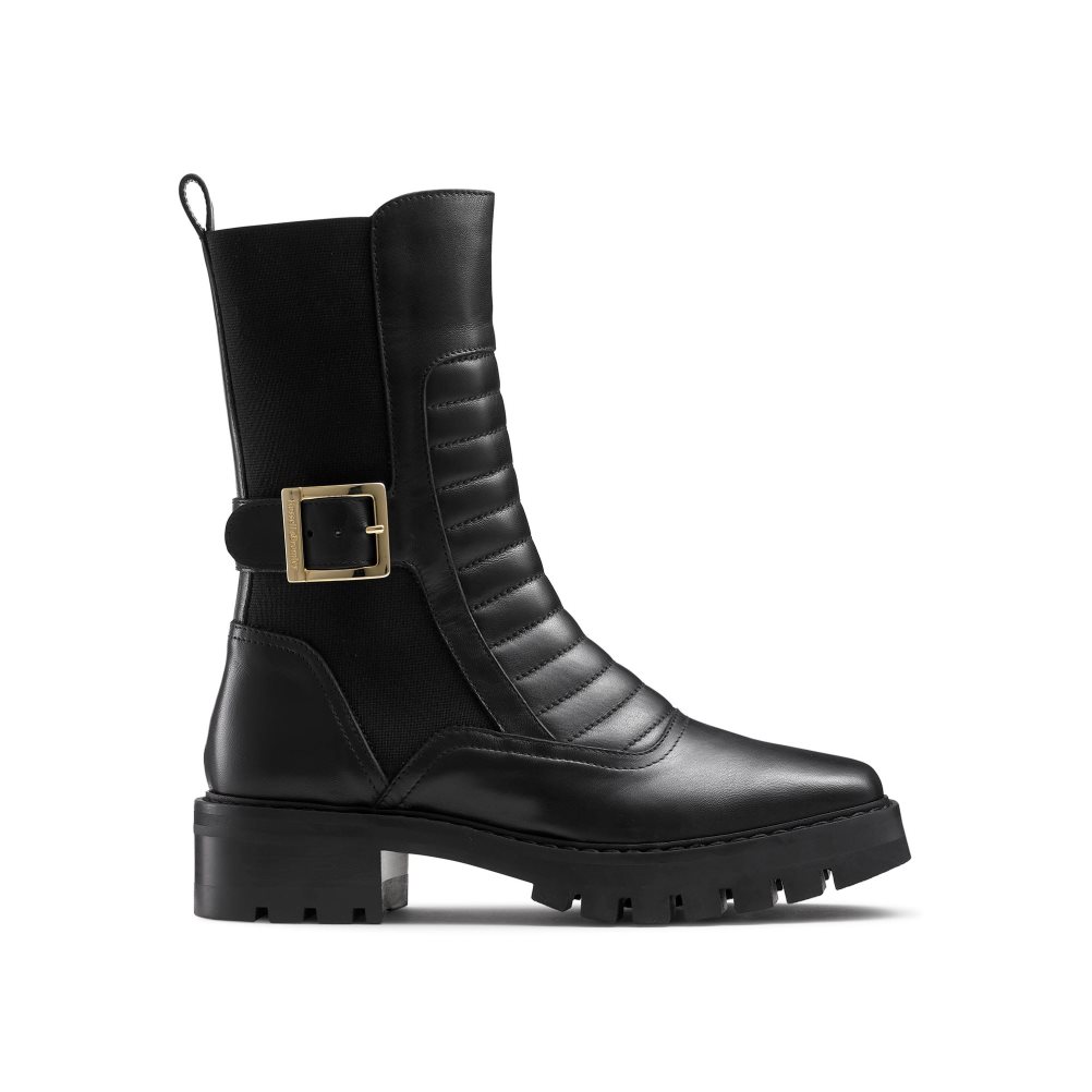 Dámské Boty Na Motorku Russell & Bromley Pillion Square Špicí Černé | CZ-97136U