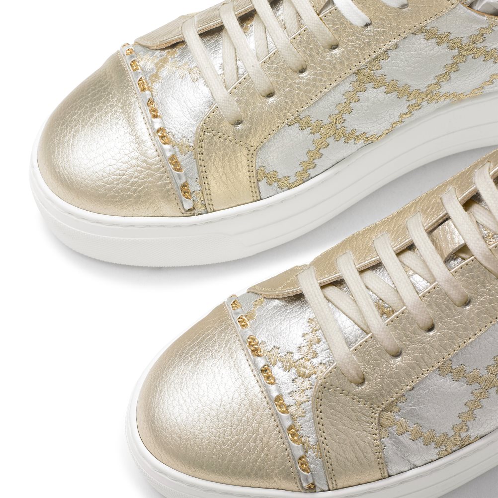 Dámské Boty Na Platformy Russell & Bromley Esplanade Krajkové Up Zlaté | CZ-69541S