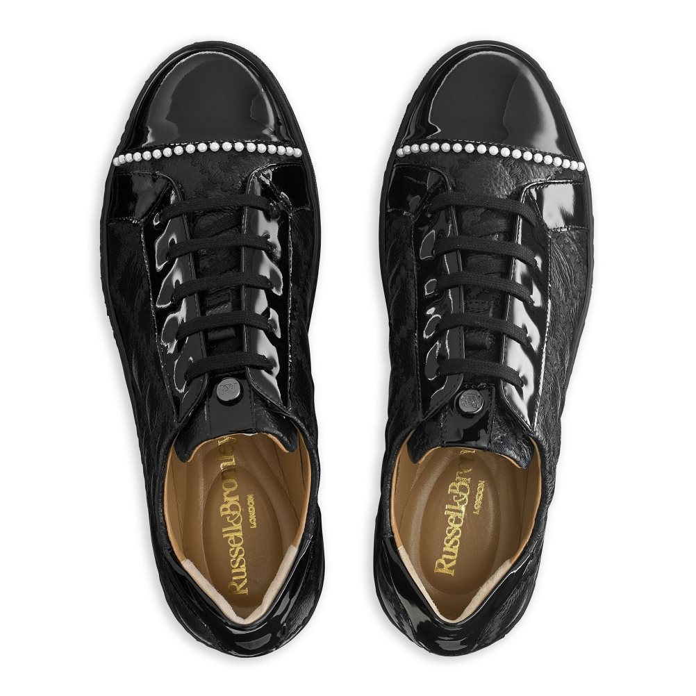 Dámské Boty Na Platformy Russell & Bromley Esplanade Krajkové Up Černé | CZ-84659T