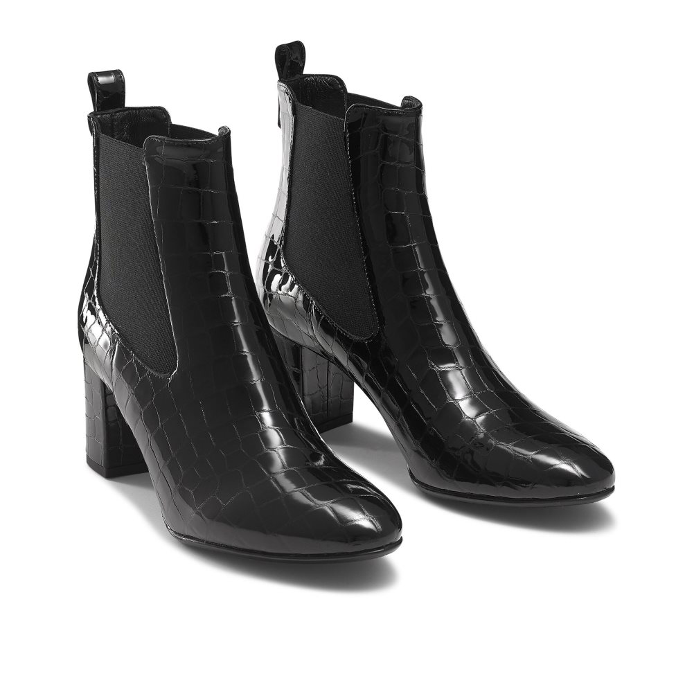 Dámské Chelsea Boty Russell & Bromley Beetle Block Heel Černé | CZ-05183V