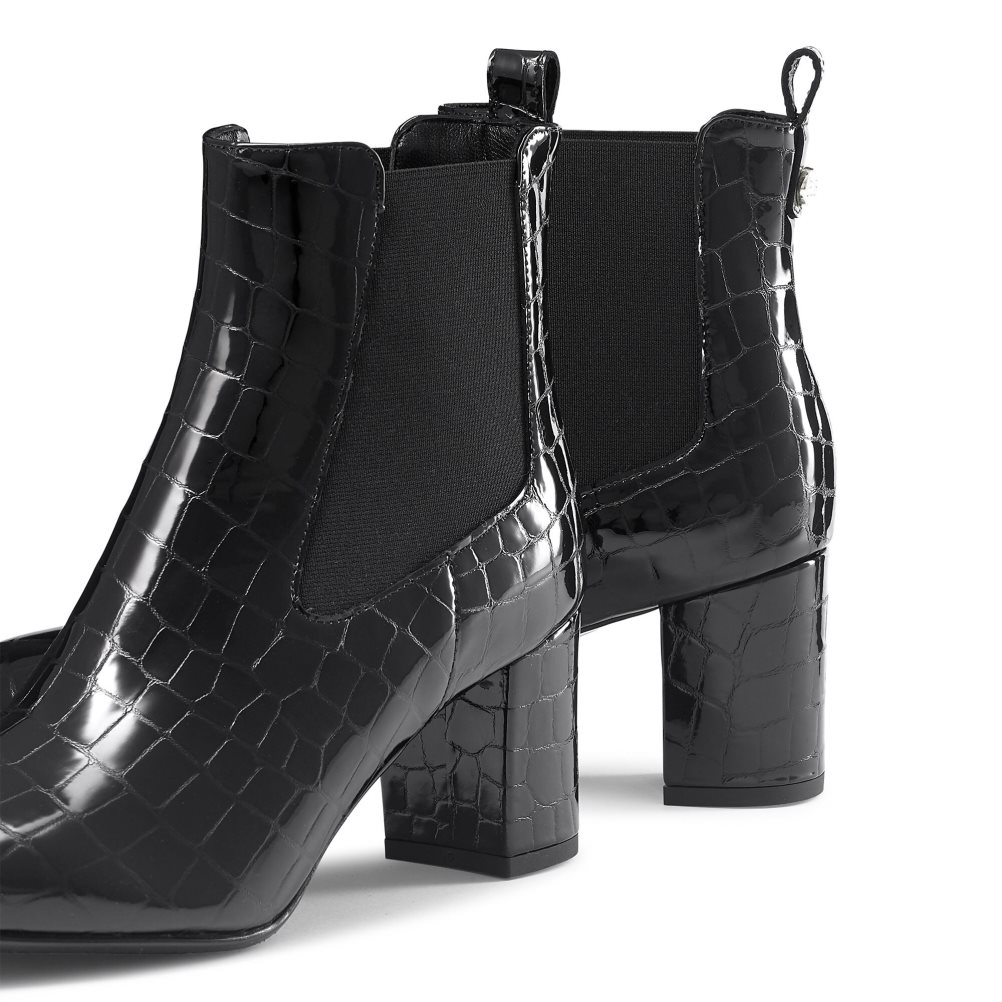 Dámské Chelsea Boty Russell & Bromley Beetle Block Heel Černé | CZ-05183V