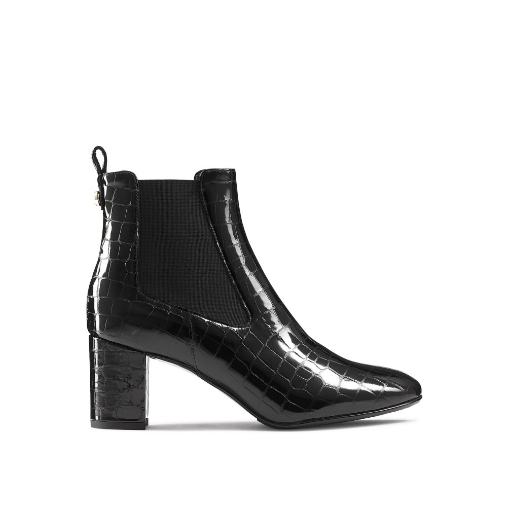 Dámské Chelsea Boty Russell & Bromley Beetle Block Heel Černé | CZ-05183V