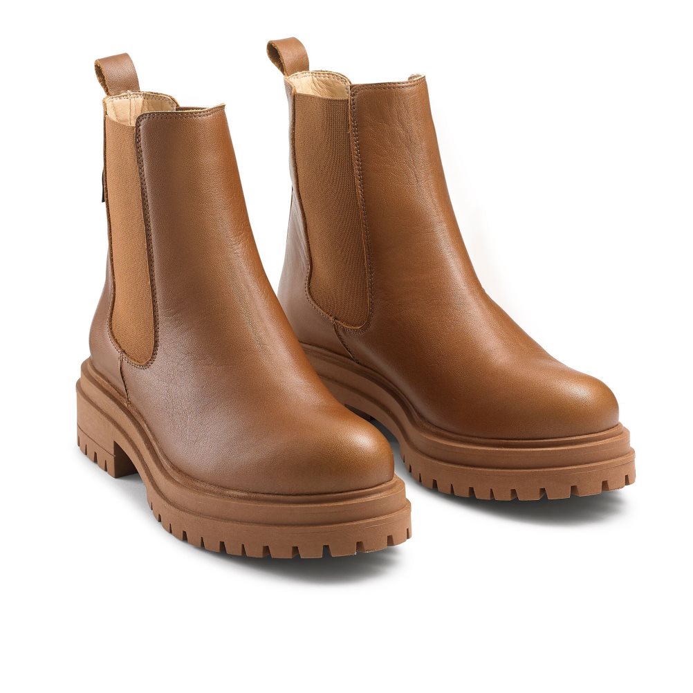 Dámské Chelsea Boty Russell & Bromley Company Combat Hnědé | CZ-36985X