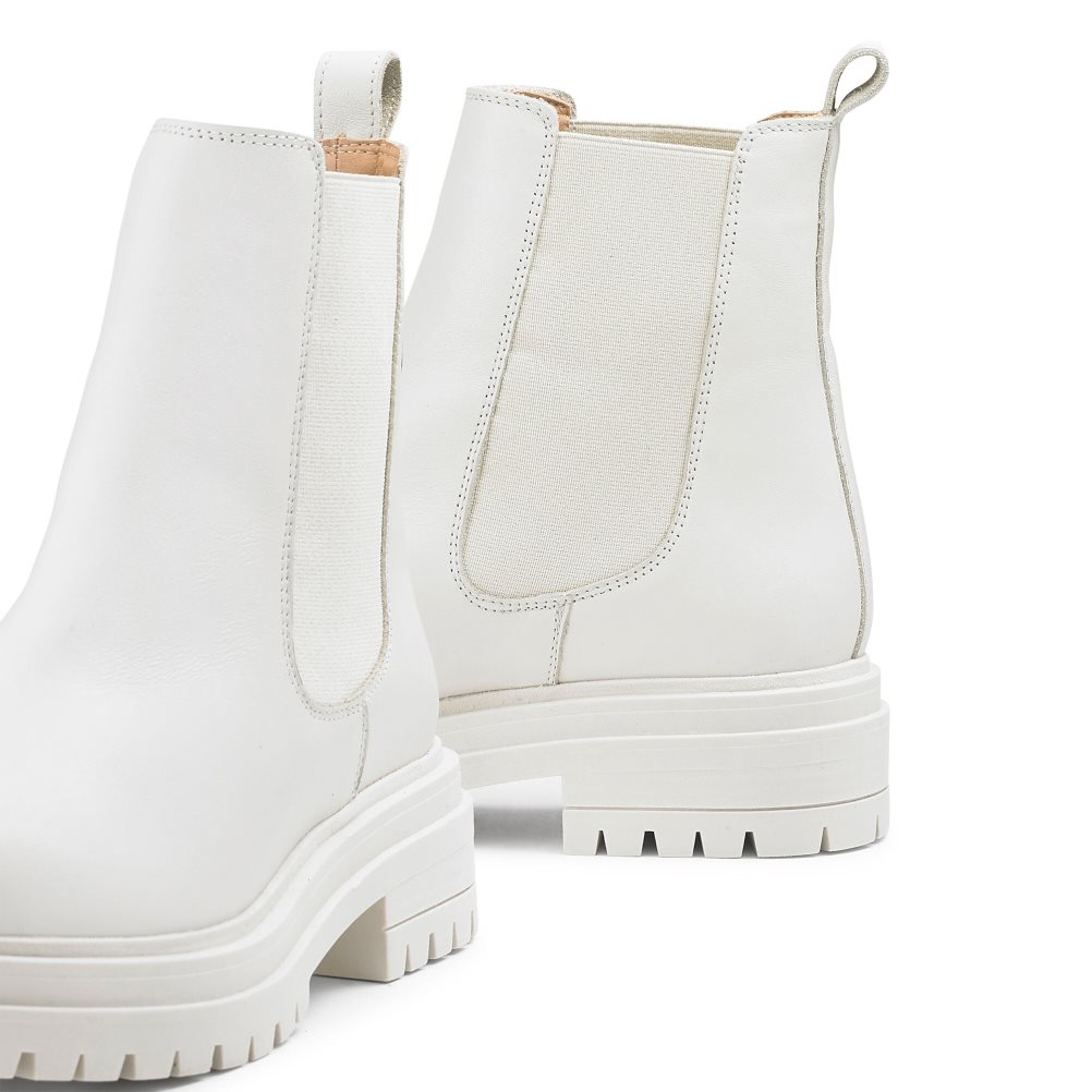 Dámské Chelsea Boty Russell & Bromley Company Combat Bílé | CZ-52174Q