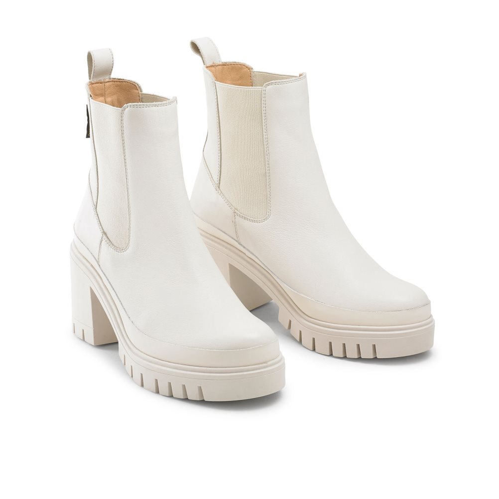 Dámské Chelsea Boty Russell & Bromley Company Hi Podpatku Combat Bílé | CZ-94617H