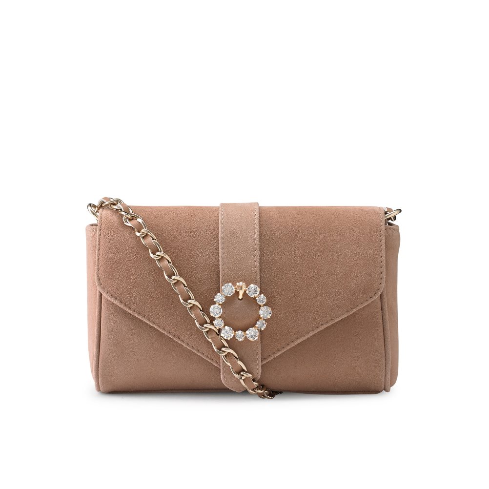 Dámské Crossbody Kabelky Russell & Bromley Strictly Jewel Přezkou Chain Hnědé | CZ-04816A