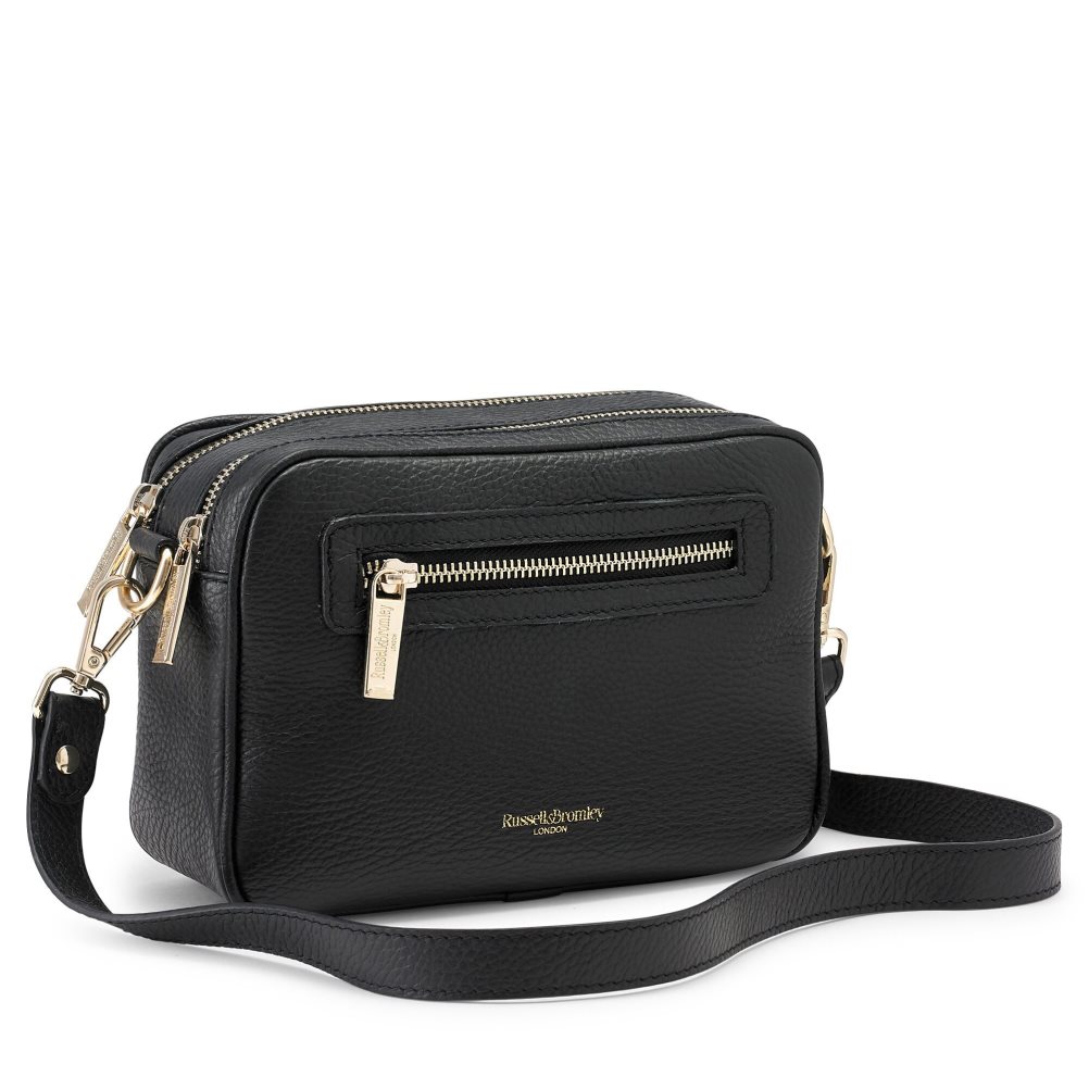 Dámské Crossbody Kabelky Russell & Bromley Dynamic Triple Zip Camera Černé | CZ-91065H