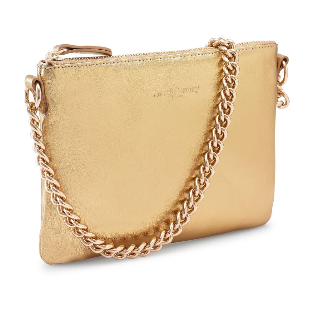 Dámské Kabelky Přes Rameno Russell & Bromley On Point Chain Zip Pouch Zlaté | CZ-26047L