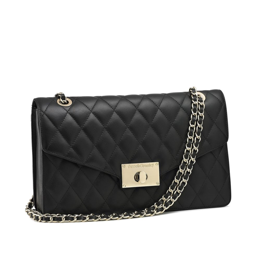 Dámské Kabelky Přes Rameno Russell & Bromley Quiltchain Large Chain Černé | CZ-34501K