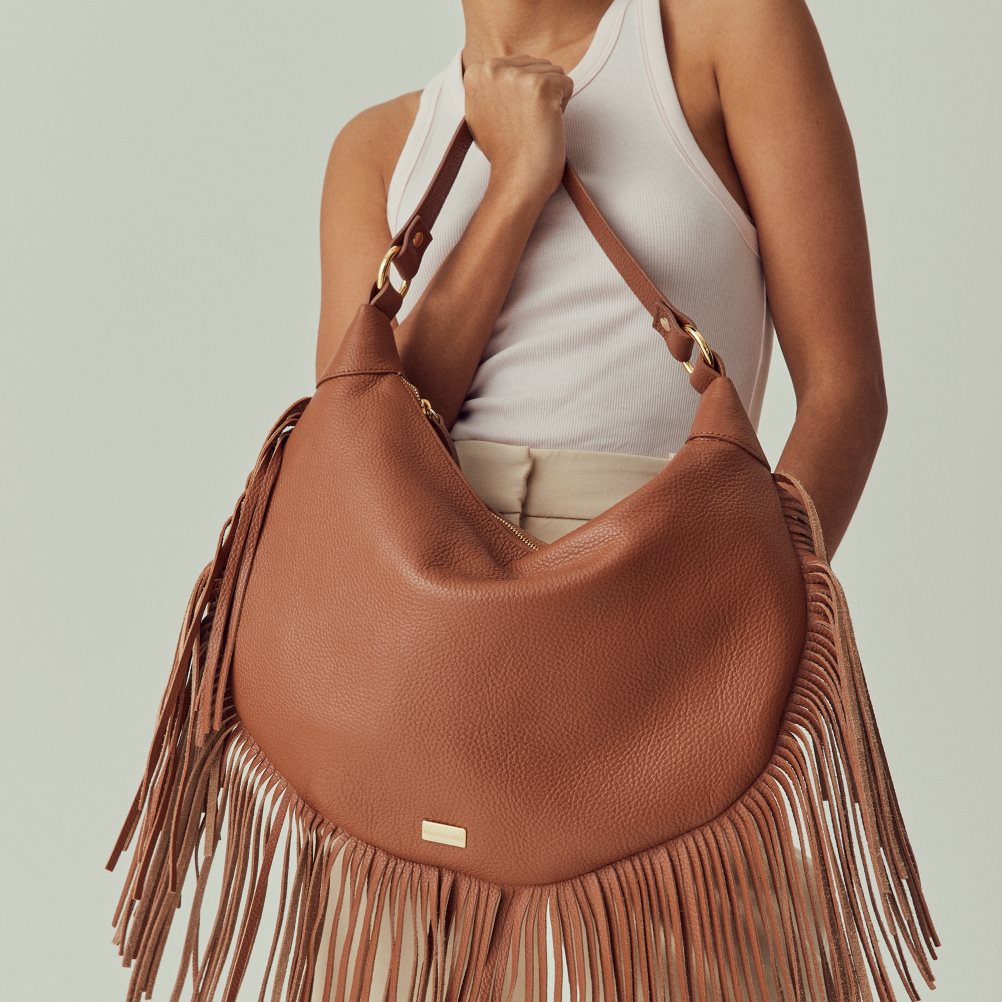 Dámské Kabelky Přes Rameno Russell & Bromley Indie Fringed Hnědé | CZ-37420I