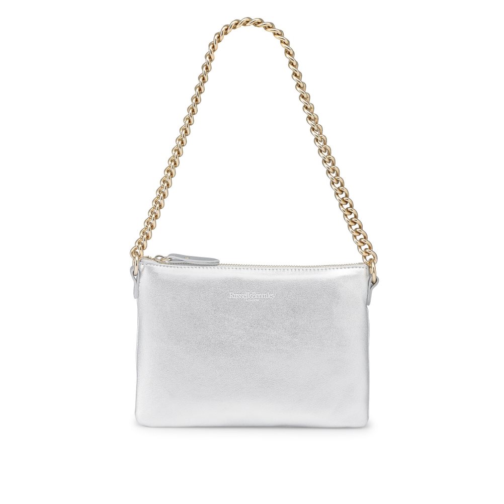 Dámské Kabelky Přes Rameno Russell & Bromley On Point Chain Zip Pouch Stříbrné | CZ-79831Q